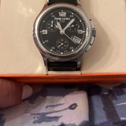 Favre Leuba wristwatch new with black leather strap