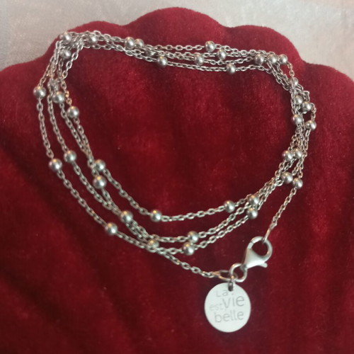 Silver necklace 925 with beads La Vie Est Belle like new, 68cm