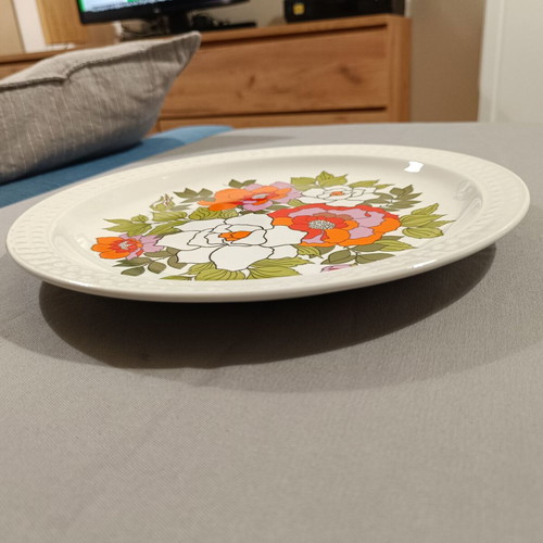 Vintage Pontesa Spain dessert and fruit set 7 pieces used, ironstone floral