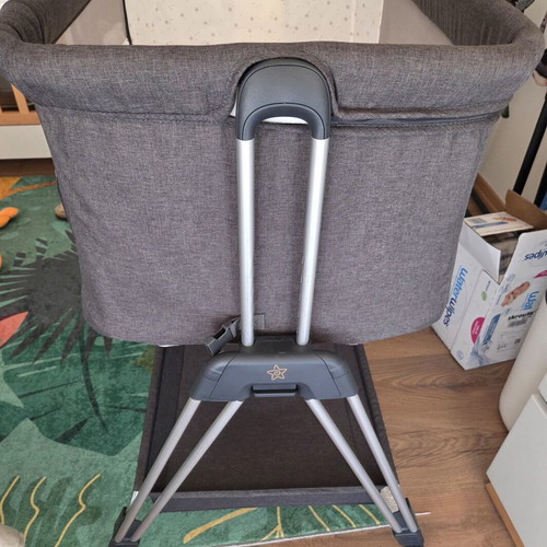 Bebe Stars Crib with Mattress, Side Opening and Wheels light grey like new