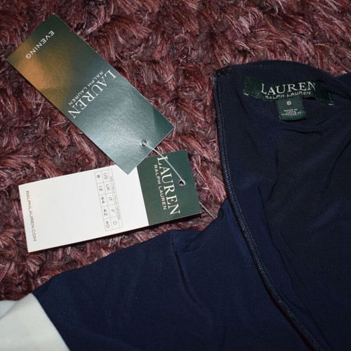 Ralph Lauren Jairo dress new, size 8, white and blue