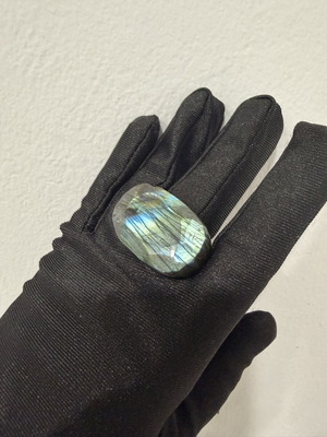 Labradorite ring with blue fire, handmade