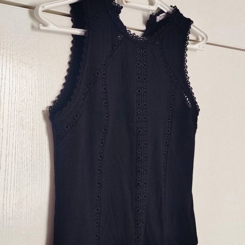 Stradivarius black summer top size Small like new with lace circles
