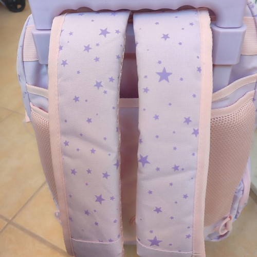 Goomby Rainbow Stars rolling school bag with cloud pencil case, purple