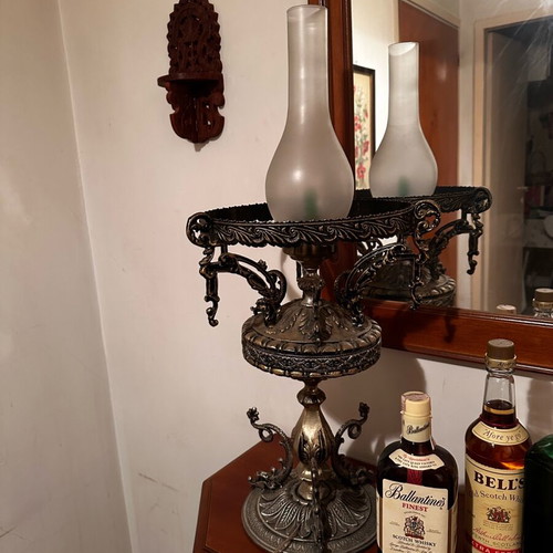 Vintage lamp used with large glass