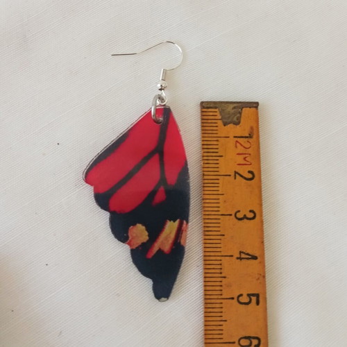 Butterfly Wing Earrings new, red plexiglass with stainless steel hooks
