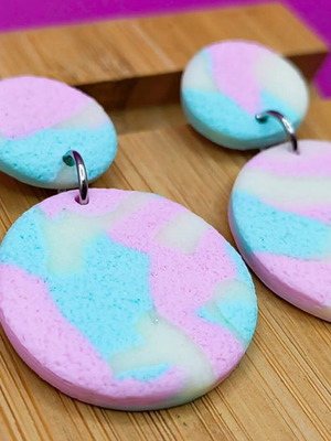 Polymer clay dangle earrings new with glow-in-the-dark effect