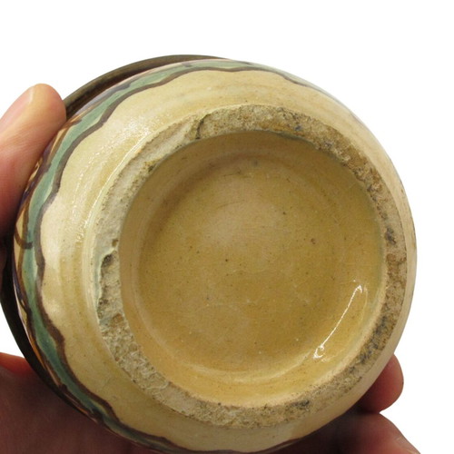 Moroccan ceramic jar vintage like new with lid and brass fittings 1950-1960