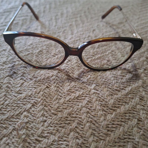 Women's eyeglass frame used, brown and gold