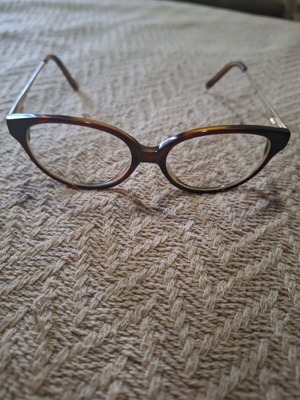 Women's eyeglass frame used, brown and gold
