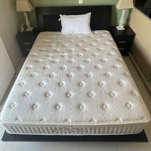 Bedroom set with mattress and storage used