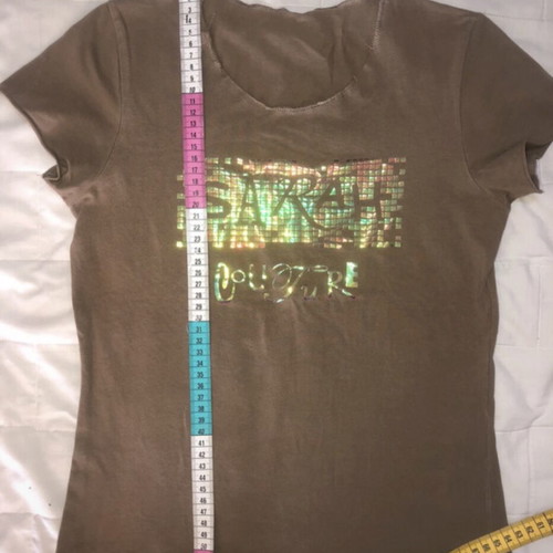 T-shirt Sarah Lawrence like new, brown khaki with metallic print