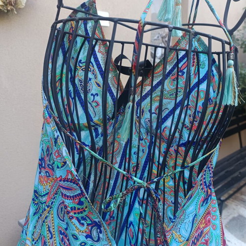 Boho long dress 100% silk backless new, one size