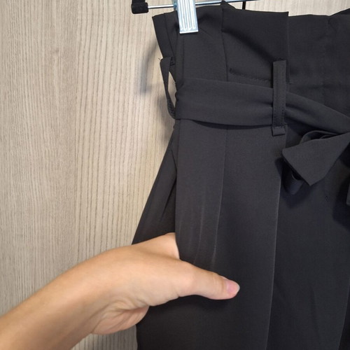 Don't Speak High-Waisted Black Paperbag Trousers with Belt, Size M