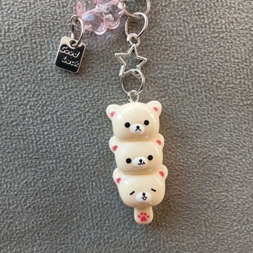 Teddy Bear Keychain new, white and pink