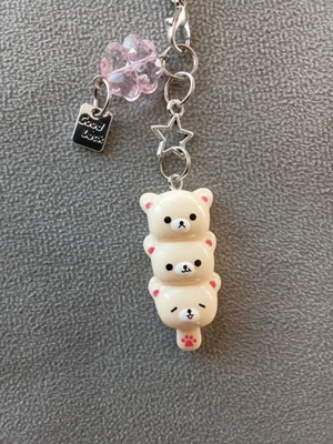 Teddy Bear Keychain new, white and pink