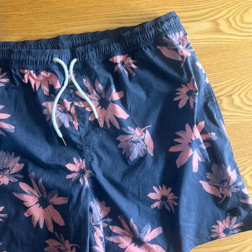 Vintage swim shorts 3XL like new, floral pattern, grey and pink