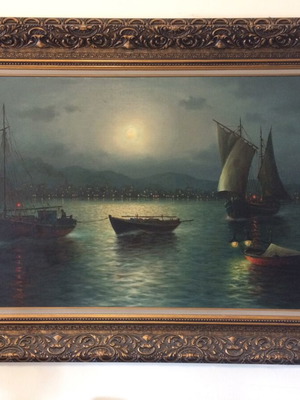 Алекс Брикман (1900-1954) масло върху платно, изобразяващо морска сцена.