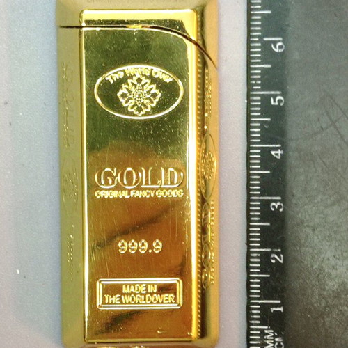 Gas lighter new, shaped like a small gold bar