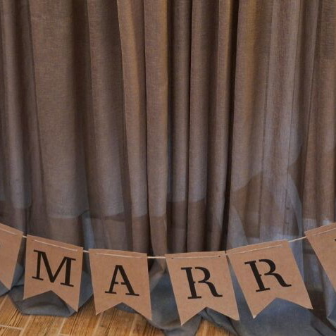 Just Married cardboard flags like new, pack of 14 for wedding decoration