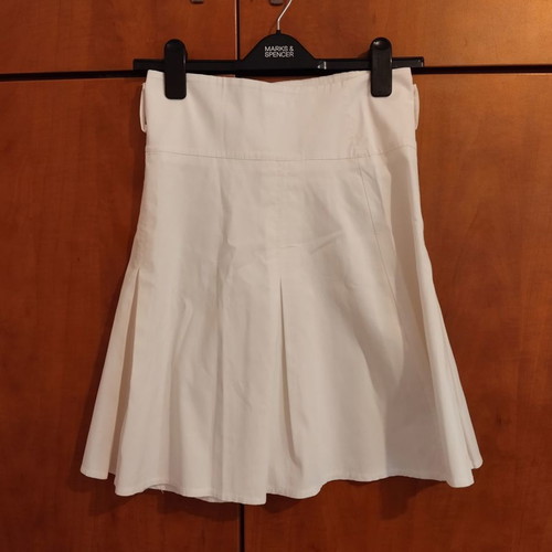 Skirt white cotton pleated used high-waisted