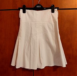 Λευκή φούστα βαμβακερή ψηλομεση πλισέ