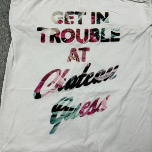 Guess Los Angeles Strapless Tube Top S used, white graphic print