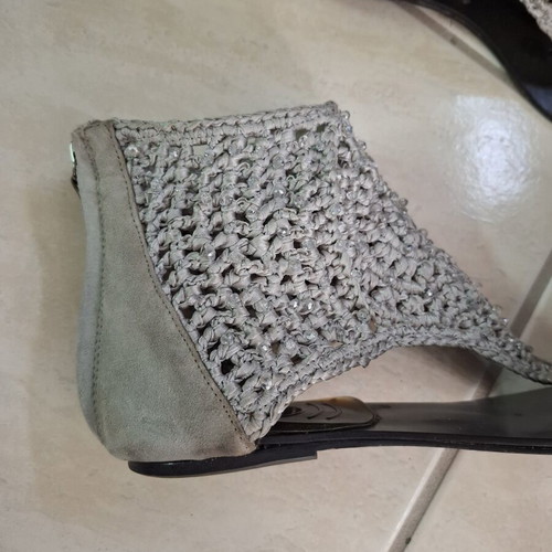 Leather woven sandals size 38 used, gray and silver