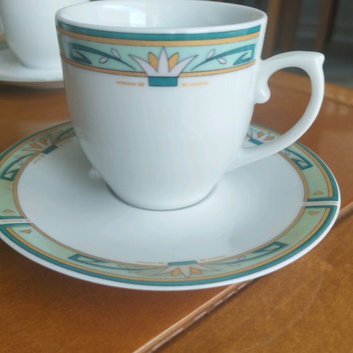 Crown Regent vintage coffee cup set of 6 green and gold like new