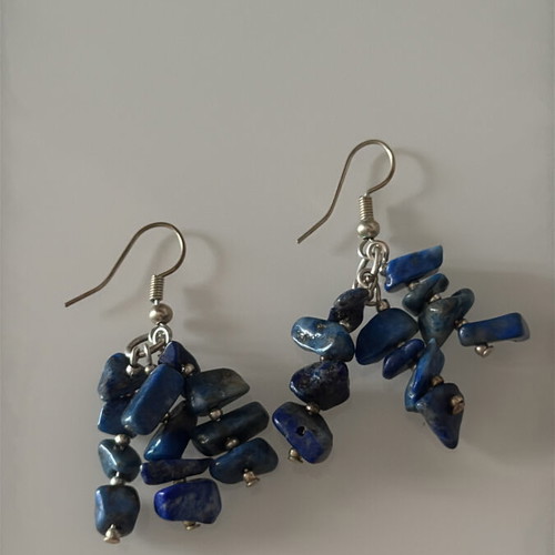 Earrings with stones new, blue