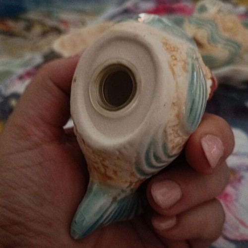 Vintage ceramic salt and pepper set with fish design like new