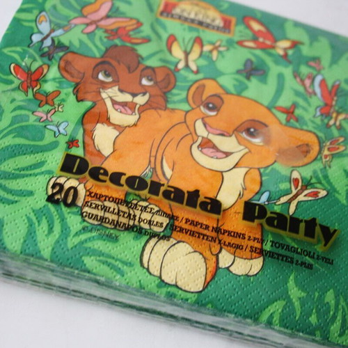 Vintage 90's Lion King 20 napkins and 10 cups Decorata new