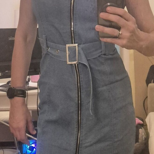 Denim dress with belt like new, size medium