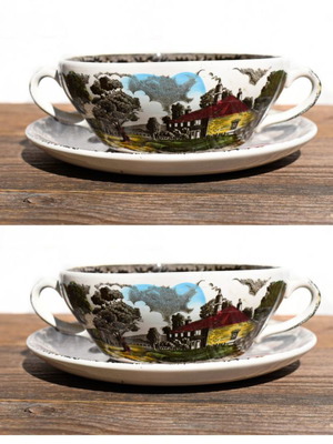 Staffordshire porcelain cups set of 2 new, Post House series