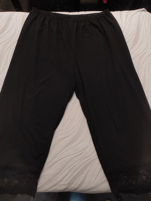 Pants with lace trim 3XL new, very elastic, black