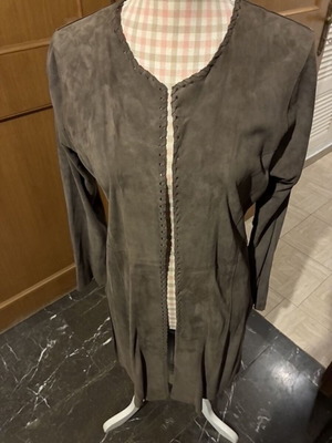 Leather spring jacket long with side slits tan color STE GALERIE BIRKENMEYER like new