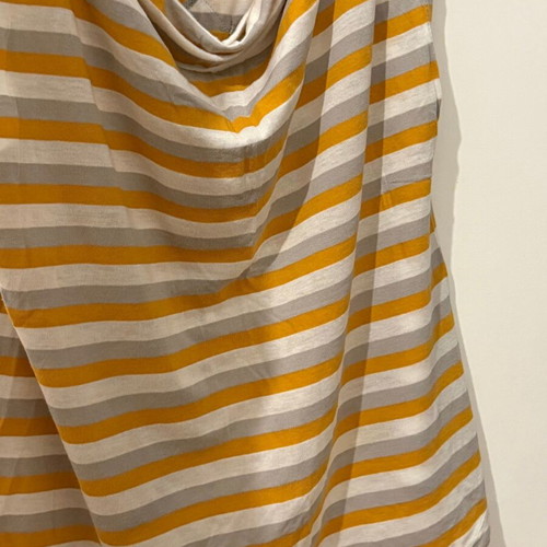 Helmi top size L like new, striped mustard, grey and white