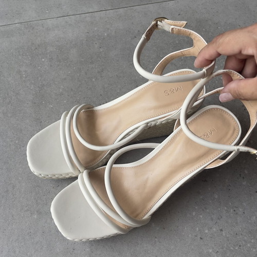 Marks & Spencer women's platform sandals, 10cm heel, white beige