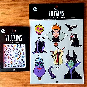 Set of Disney Villains Stickers Nails and Tattoos (Κακές Ηρωΐδες με Αυτοκόλλητα Νυχιών και Τατουάζ)