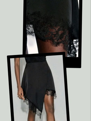 Satin mini skirt new, black, size M