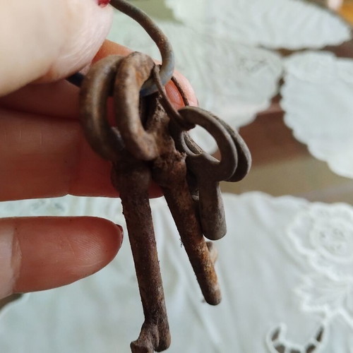 Antique iron keys used with rustic patina