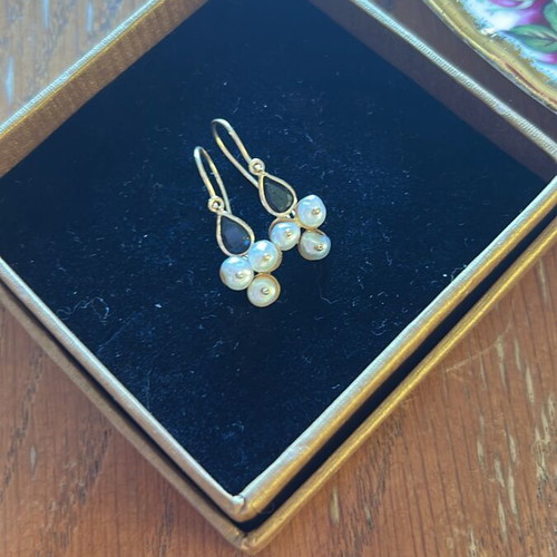 Chrysa 14k earrings with pearls and sapphires used