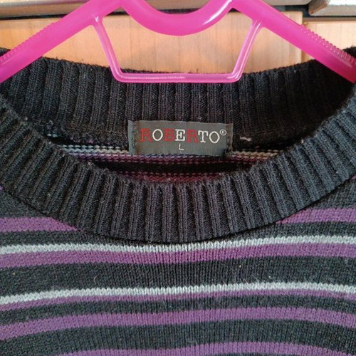Roberto men's knitted sweater used, size L, black and purple