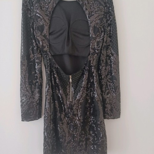 Sequin dress medium used, black, open back