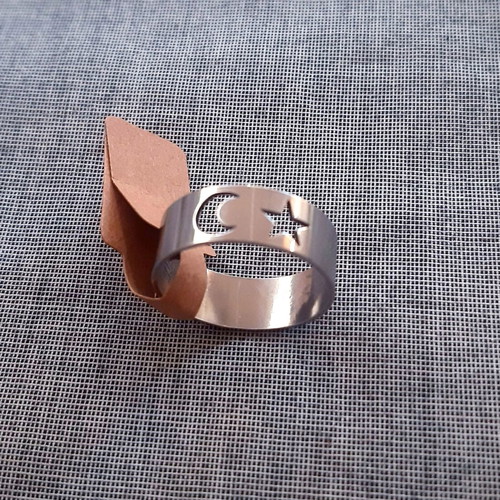 Moon Star ring stainless steel silver color new