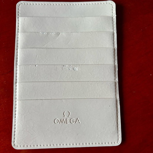 Omega leather card holder white like new