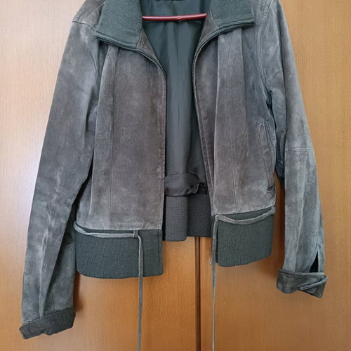 Lussile brown suede leather jacket used, women's size M