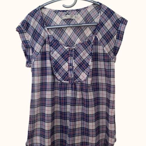 Zara TRF women's plaid shirt size L like new, blue