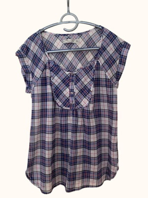 Zara TRF women's plaid shirt size L like new, blue