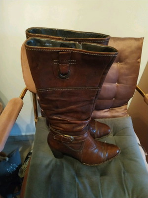 Μπότες μεταχειρισμένες καφέ, δέρμα, νούμερο 38